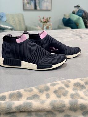 adidas Navy Blue Sock-Style Primeknit Slip-On Sneaker